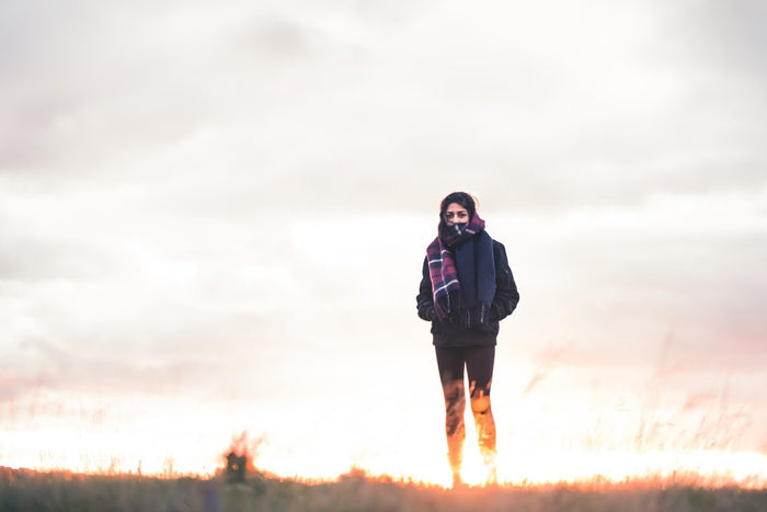 woman outside wrapped up for winter