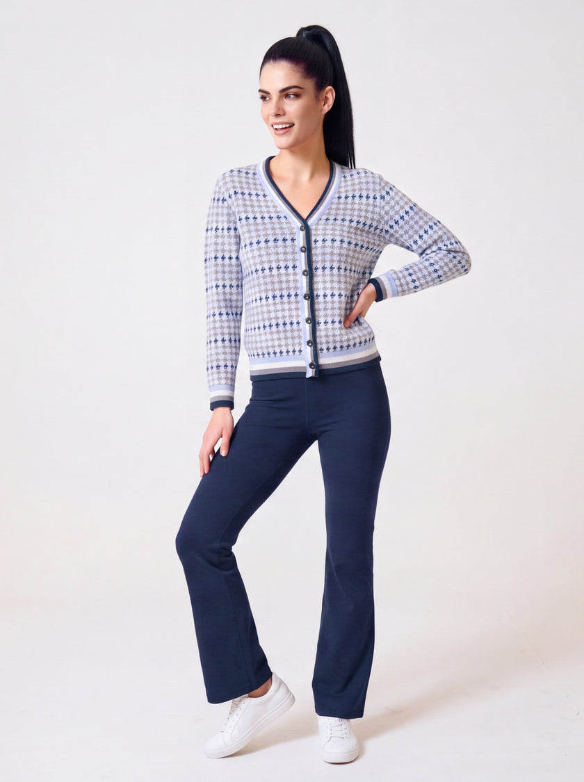 Houndstooth Sweater - White/Grey