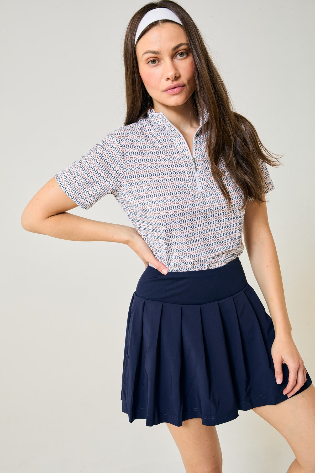 Lucy Ice short sleeve top in Optical print, side