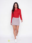 Georgia Ice Long Sleeve Scarlet with Harlo Skort Spirit, walking