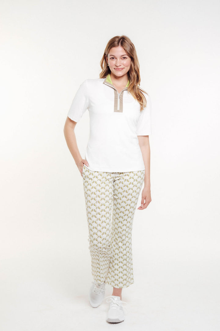 Lucy Short Sleeve - White/Taupe