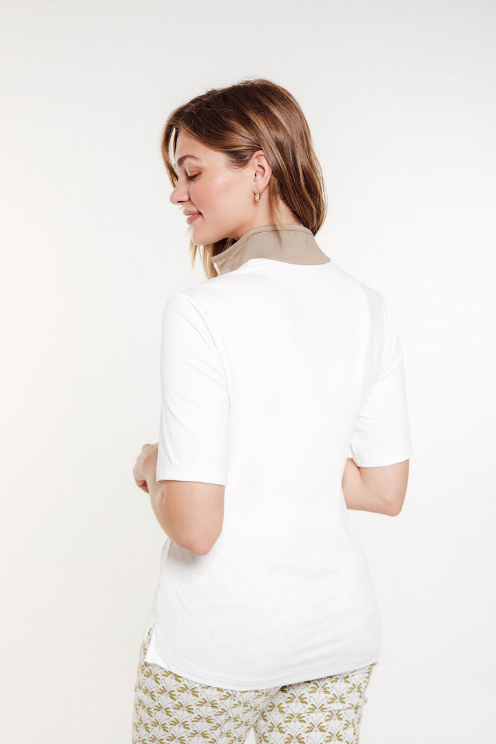 Lucy Short Sleeve - White/Taupe