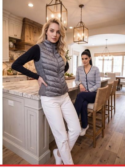Heritage Vest Grey Snow Leopard — kitchen lifestyle