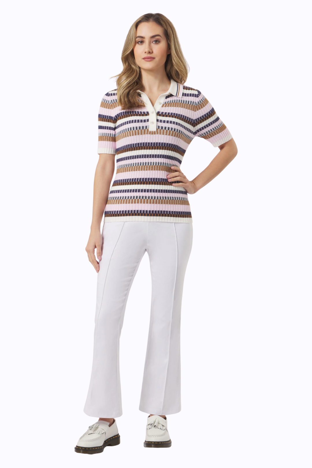 Jackie Cropped Flare Pant - White