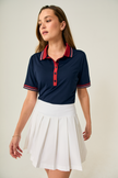 Links Luxe Tee - Navy Maroon