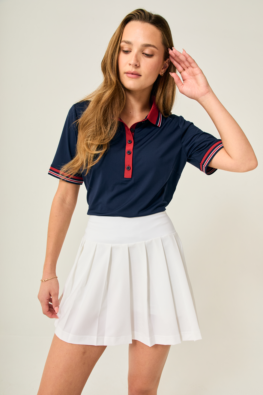 Links Luxe Tee - Navy Maroon