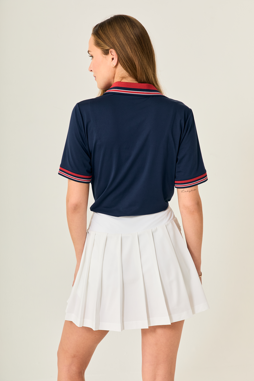 Links Luxe Tee - Navy Maroon