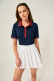 Links Luxe Tee - Navy Maroon