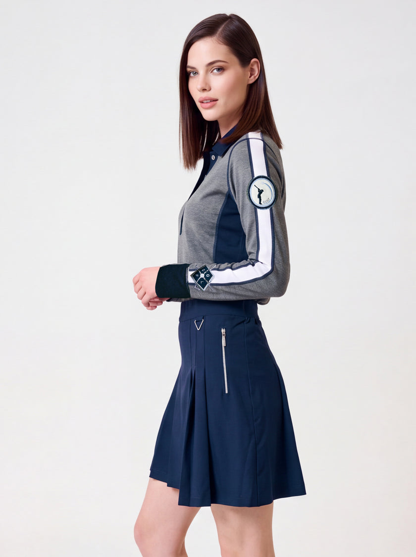 Phoebe Long Sleeve Polo Grey Heather