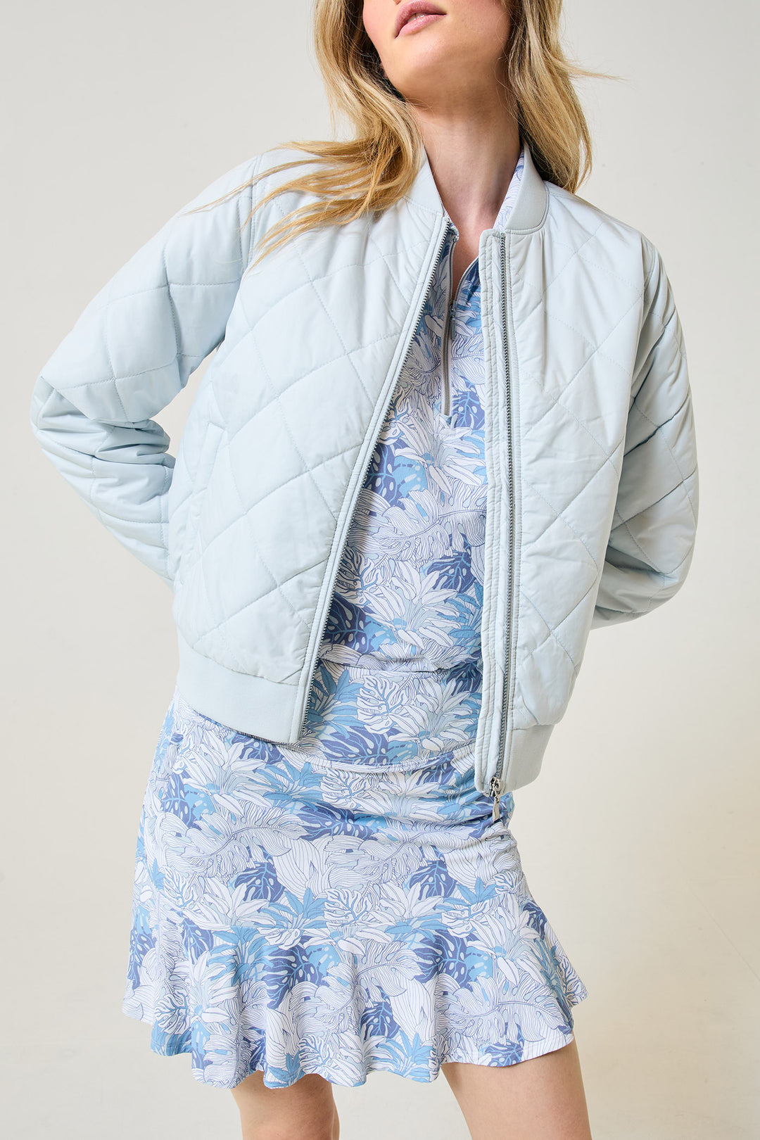 Quilted Bomber - Glacier Grey