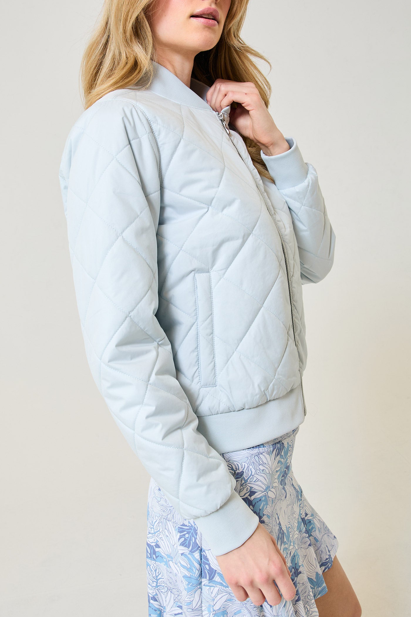 Quilted Bomber - Glacier Grey