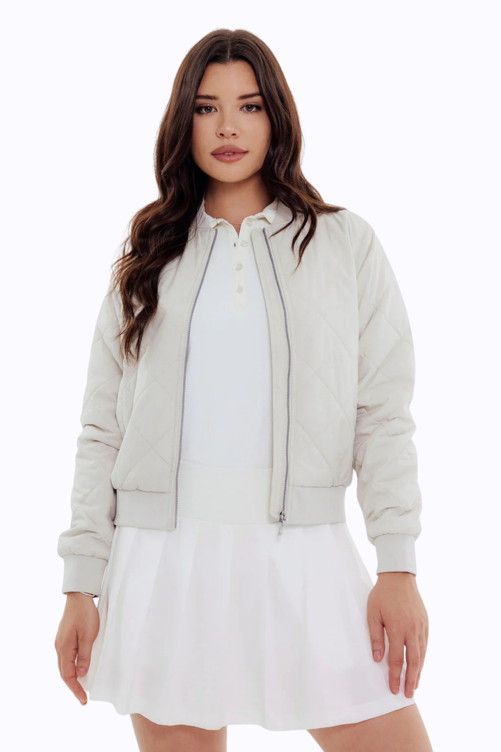 Quilted Bomber - Stone