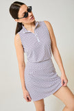 Tess Ice Sleeveless Spirit. White lattice with navy and red. Skort shown is Harlo Spirit, styling only.