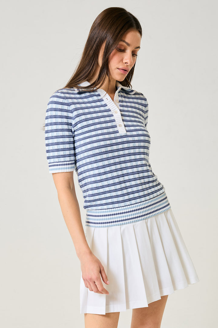 Twiggy Knit Sweater - Blue Jacquard