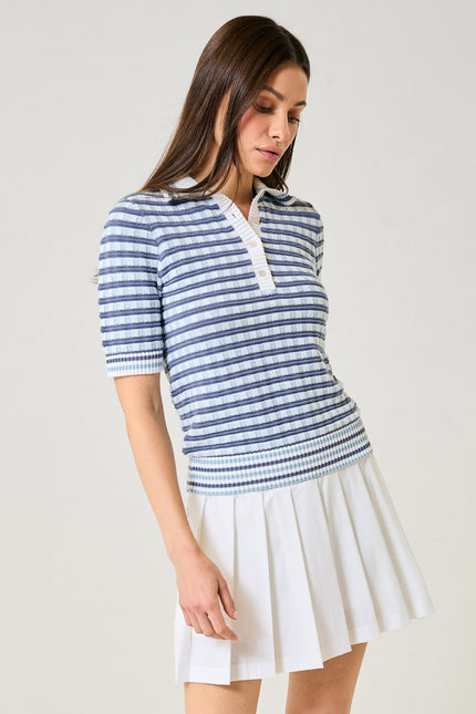 Twiggy Knit Sweater - Blue Jacquard