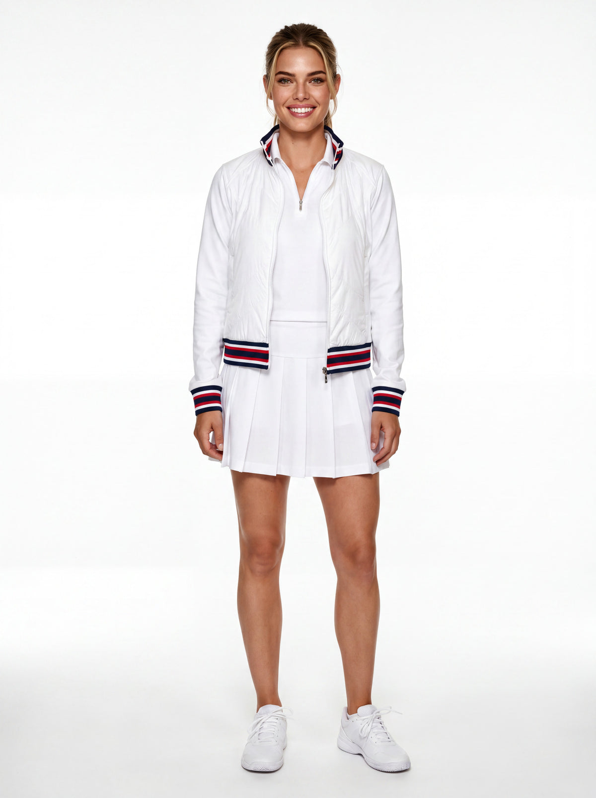 Active Track Jacket - White/Navy/Scarlet, front