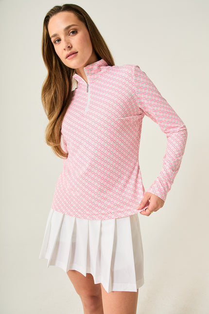 Georgia Ice Long Sleeve in Deco Blush with mock collar — GGBlue
