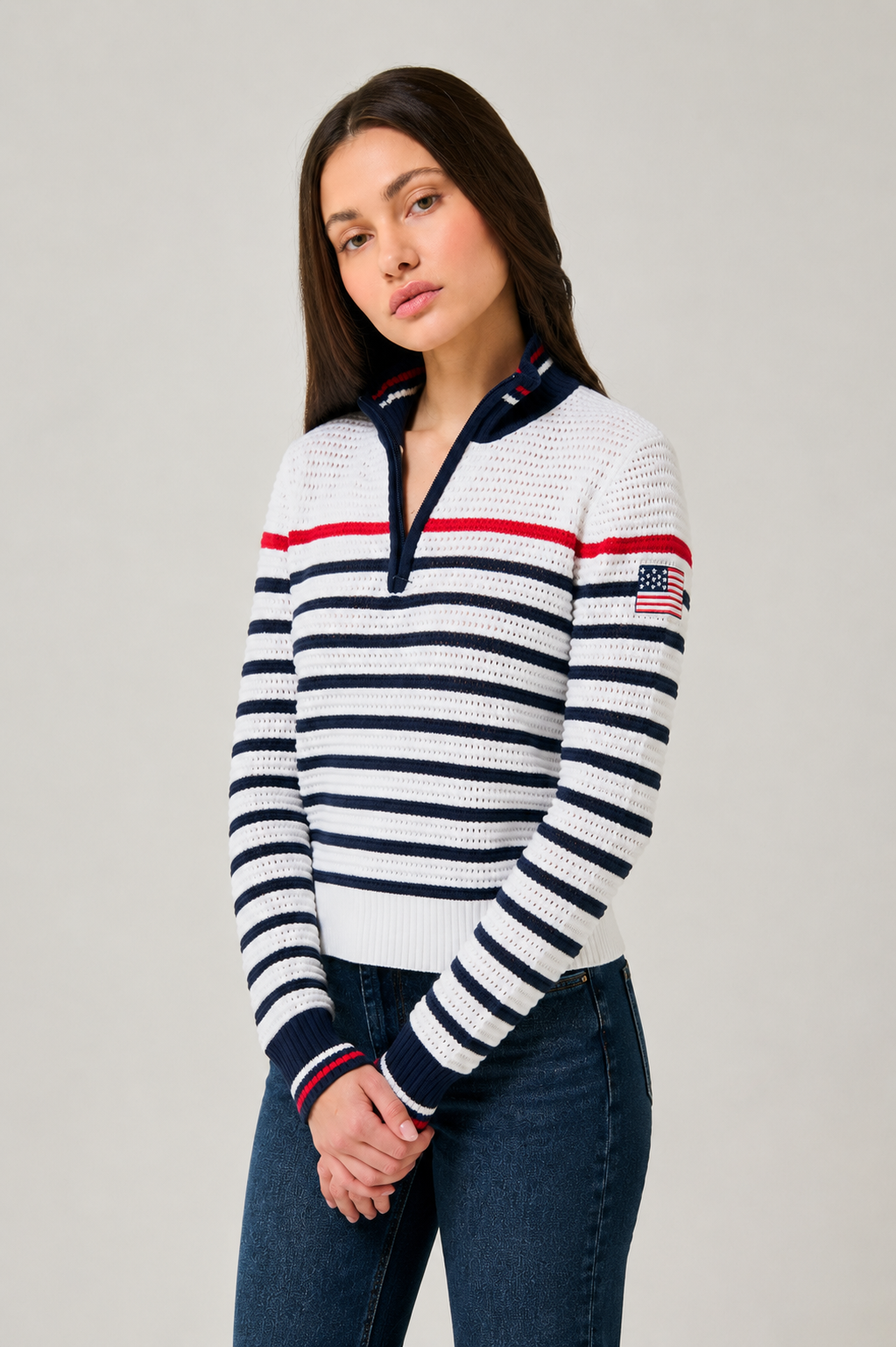 Georgie Sweater - White/Navy