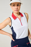 Jamie Sleeveless in White/Navy — GGBlue