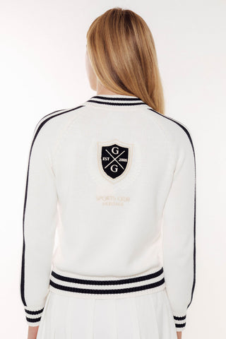 Varsity Zip-up Cardigan-Black/White