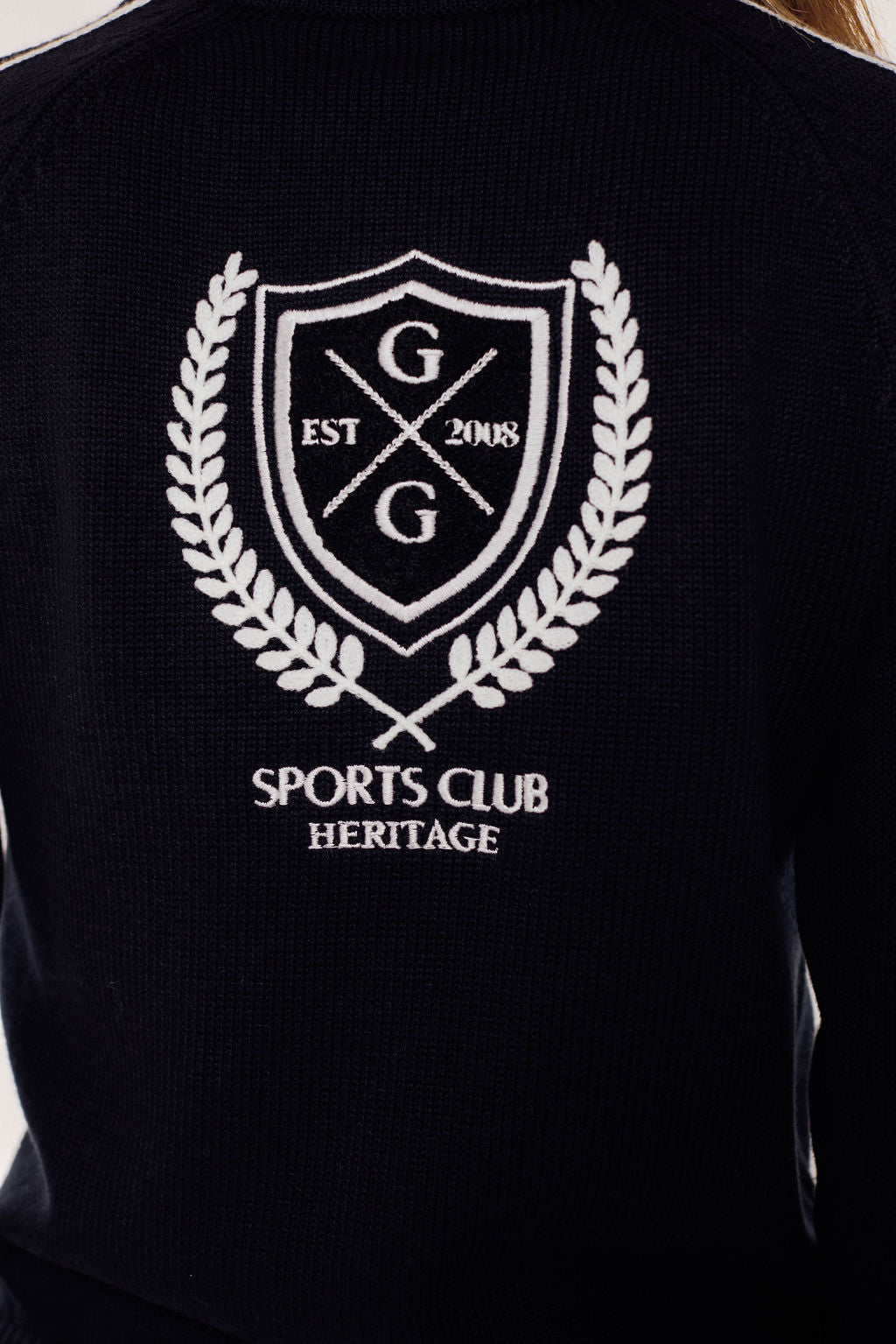 Varsity Zip-up Cardigan-Black/White