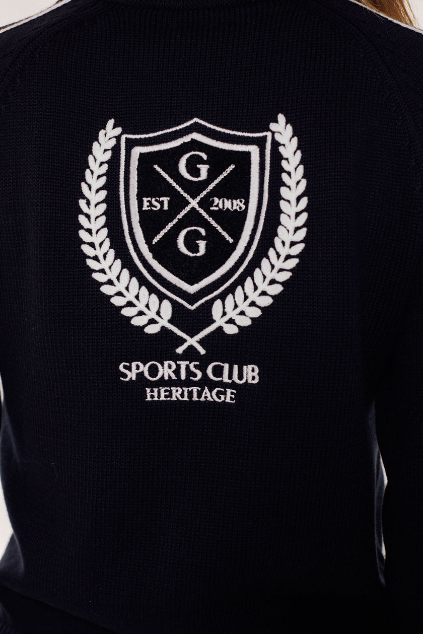 Varsity Zip-up Cardigan-Black/White