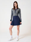 Phoebe Long Sleeve Polo Grey Heather — shop front with Flare Blue