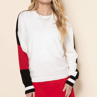 Pasha Sweater - White Black Crimson